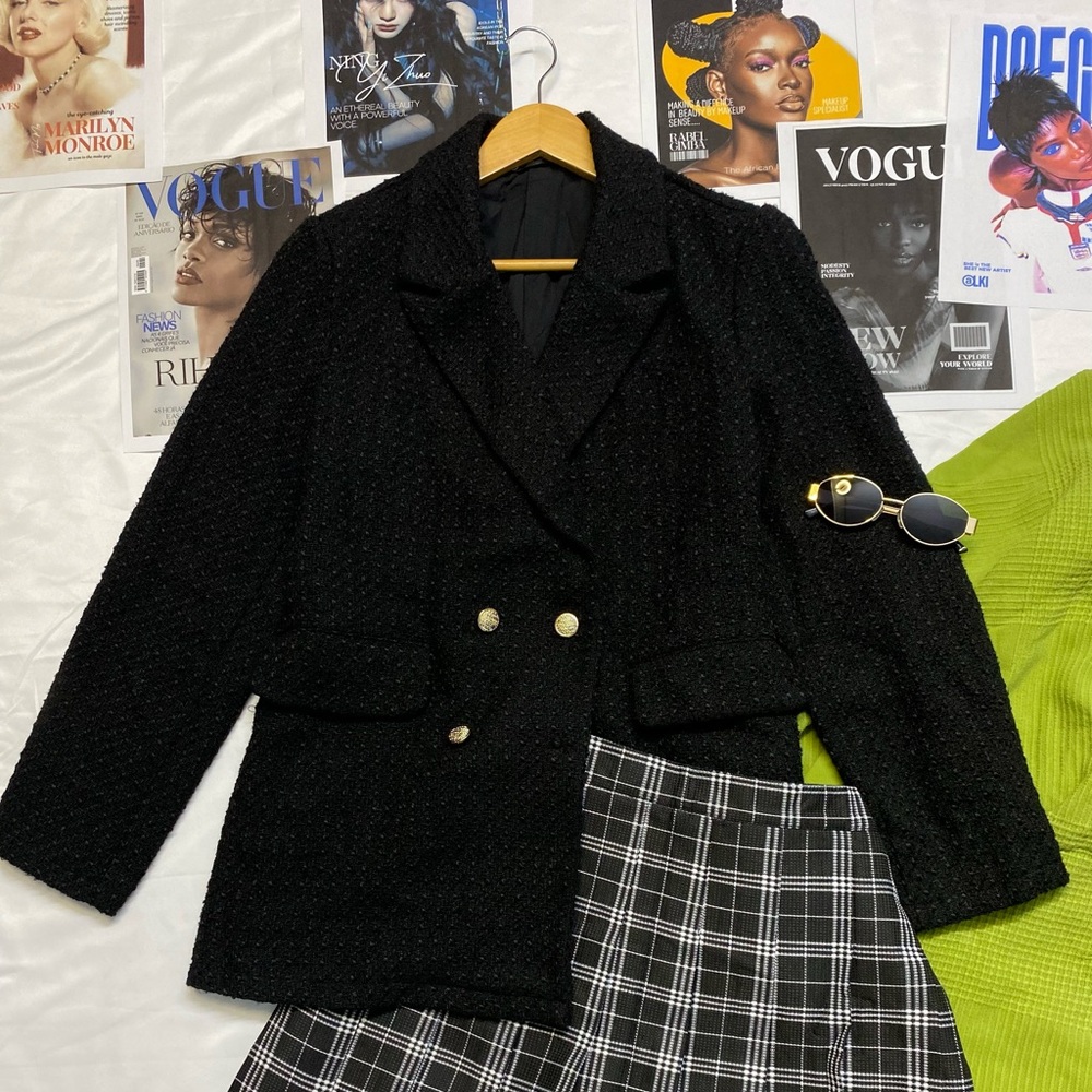 Elegant Black Blazer with Gold Buttons